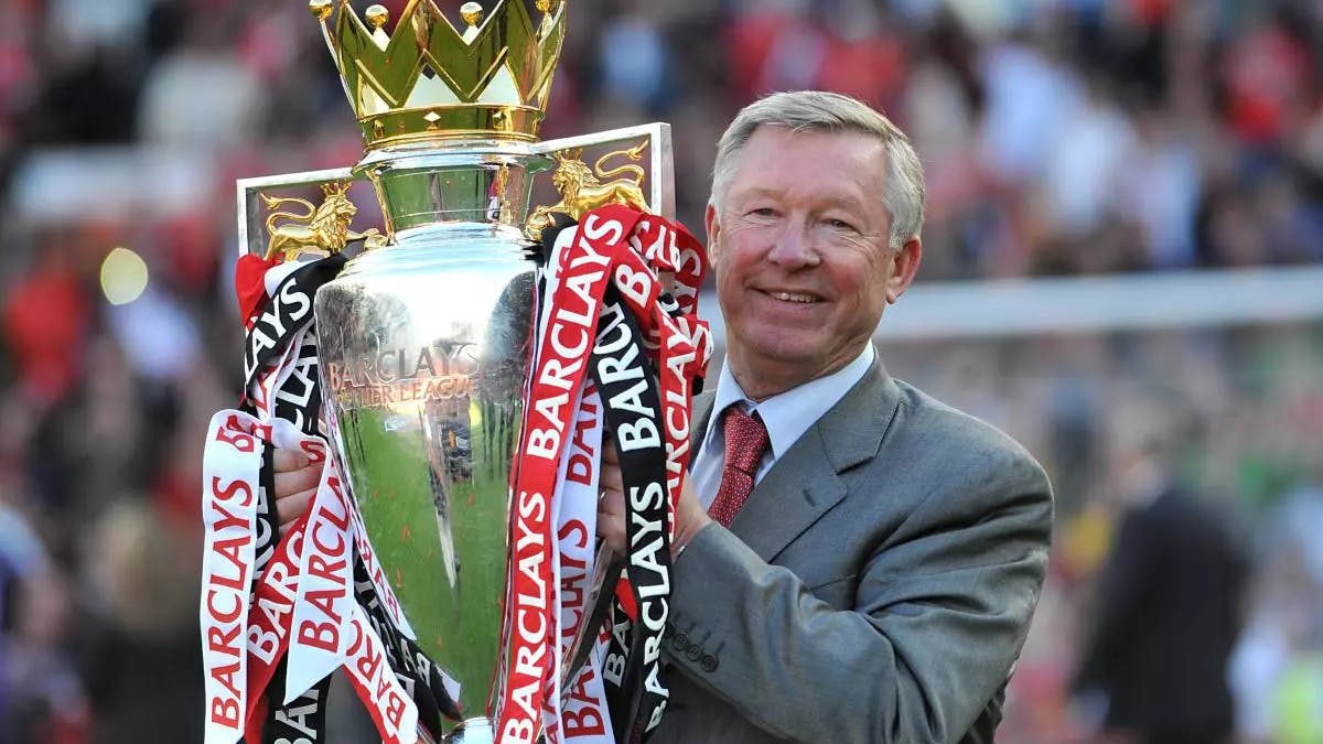 Sir Alex with a premier league trophy