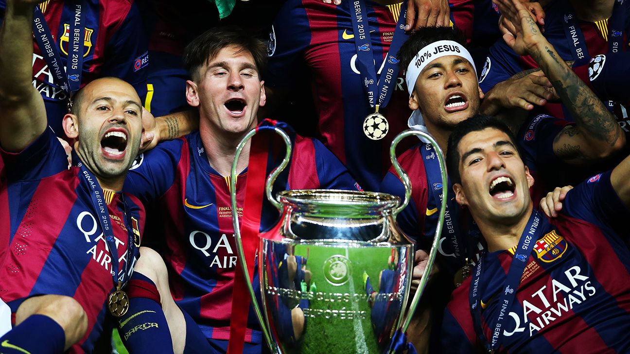 MSN with Champions League trophy