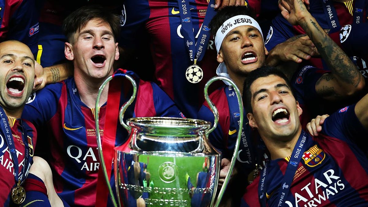 MSN with Champions League trophy