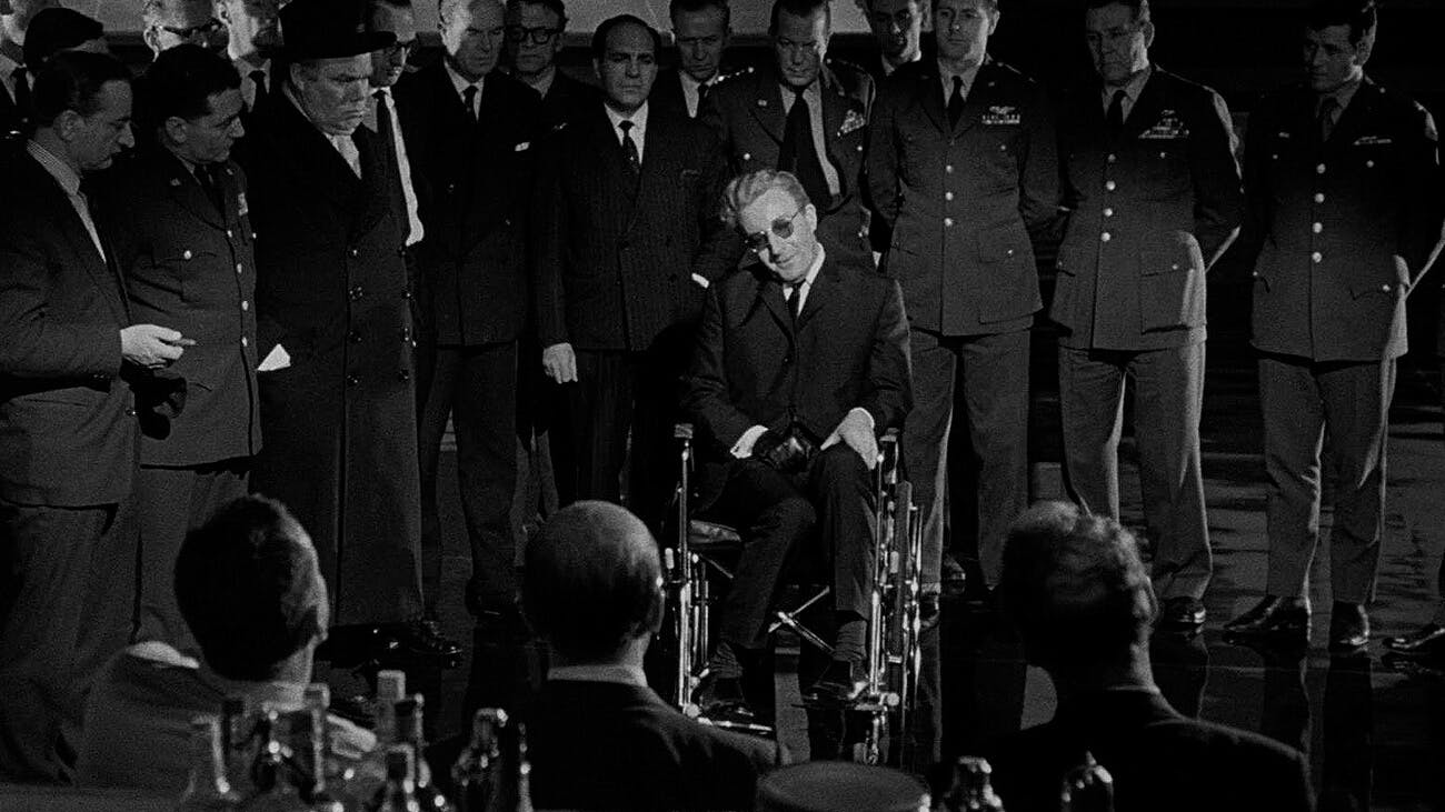 Still from the movie Dr. Strangelove or: How I Learned to Stop Worrying and Love the Bomb