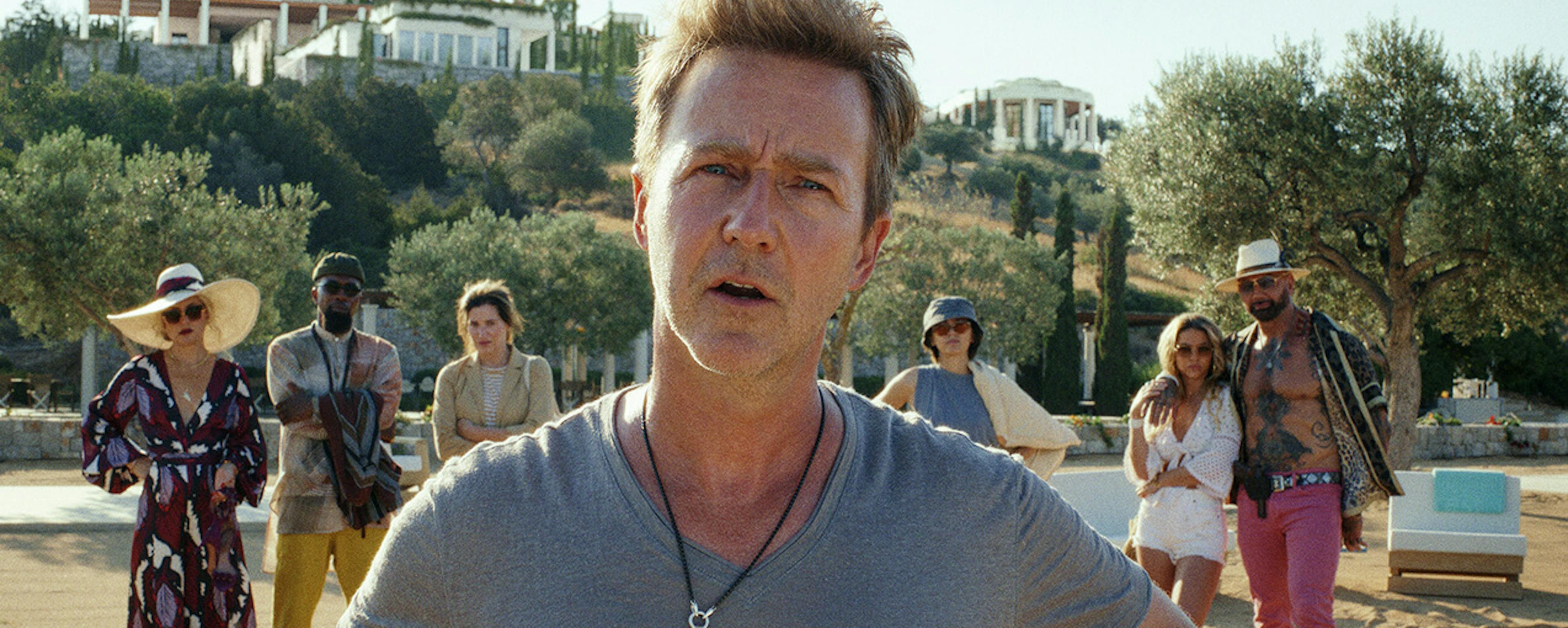 Still from the movie Glass Onion