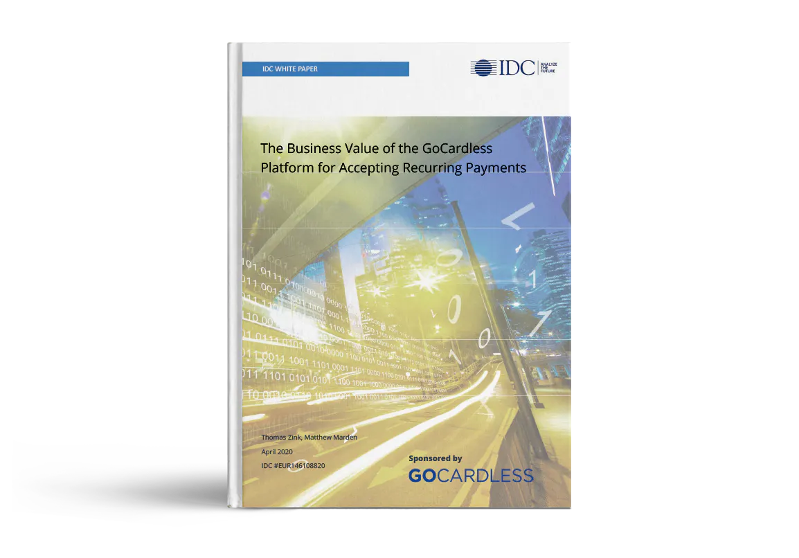 IDC white paper cover - The Business Value of the GoCardless Platform for Accepting Recurring Payments