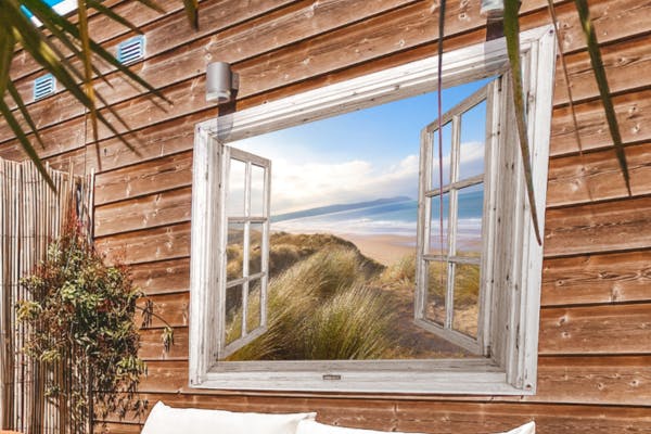 Tuinposter Doorkijk Duinen en Strand