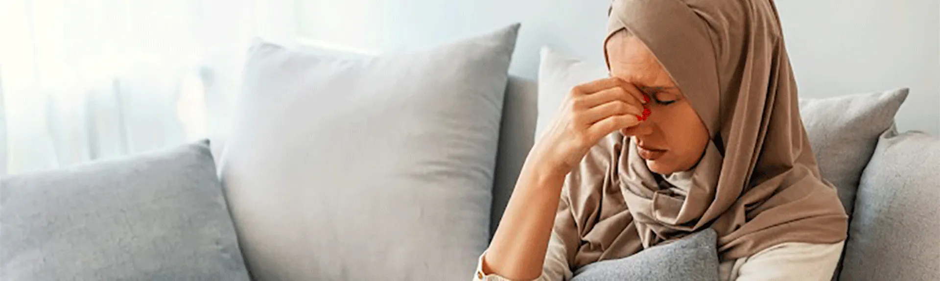 A woman suffering from a sinus infection 