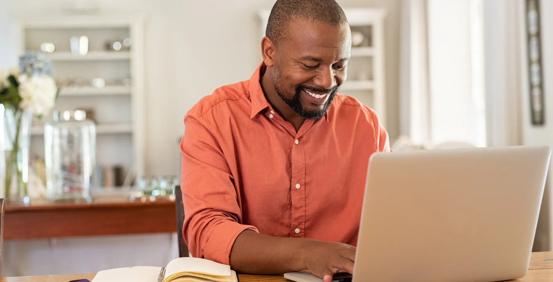 Man working from home on laptop