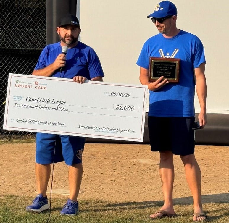 Chuck Wilson, Canal Little League – 2024 ChristianaCare-GoHealth Urgent Care Coach of the Year (Delaware/Maryland)