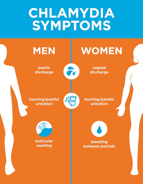 Diagram of the different symptoms men and women feel when they have chlamydia