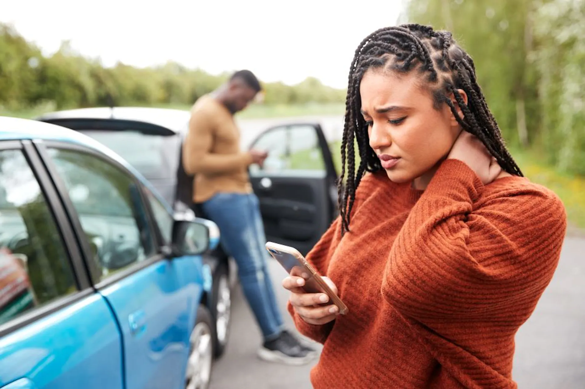Female Motorist Involved In a Car Accident 