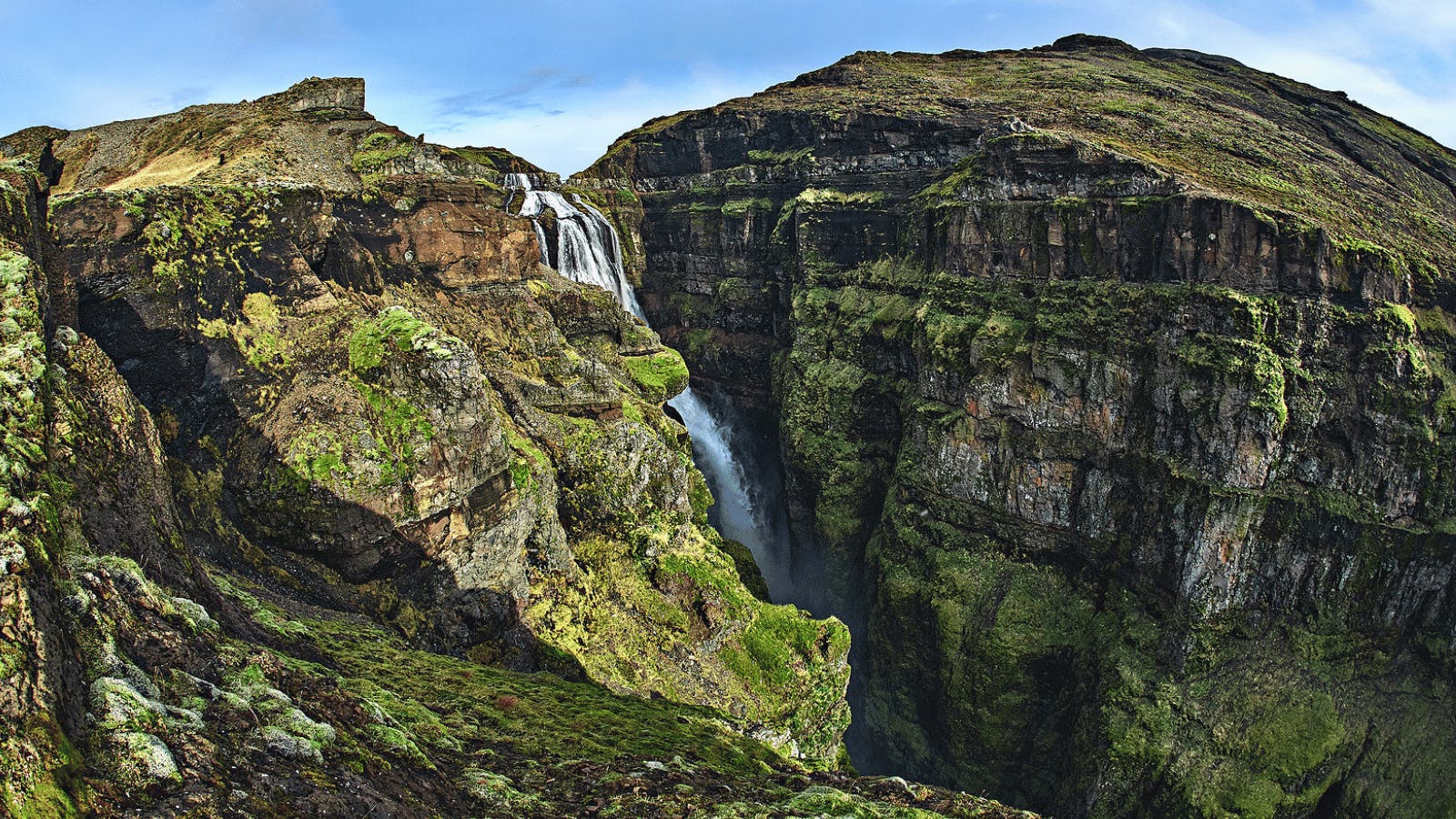 View of Glymur waterfall.