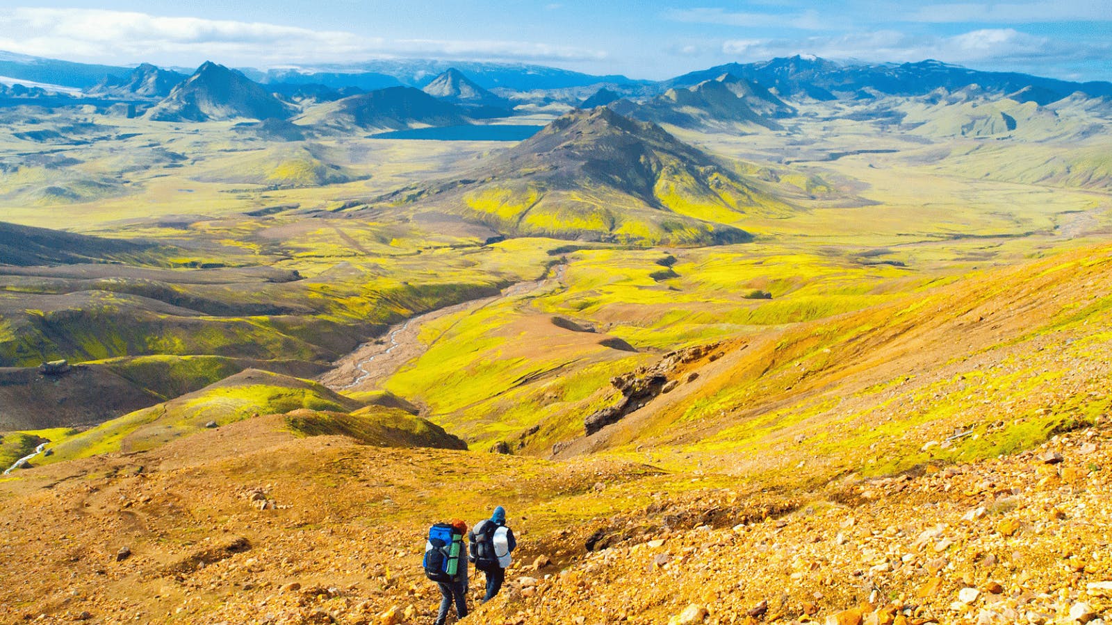Group of hikers embarking on the Laugavegur trail.