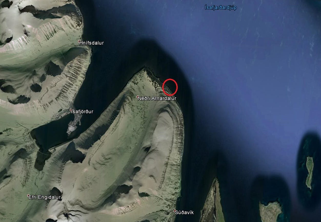 Map of the Arnardalshamar tunnel in Iceland