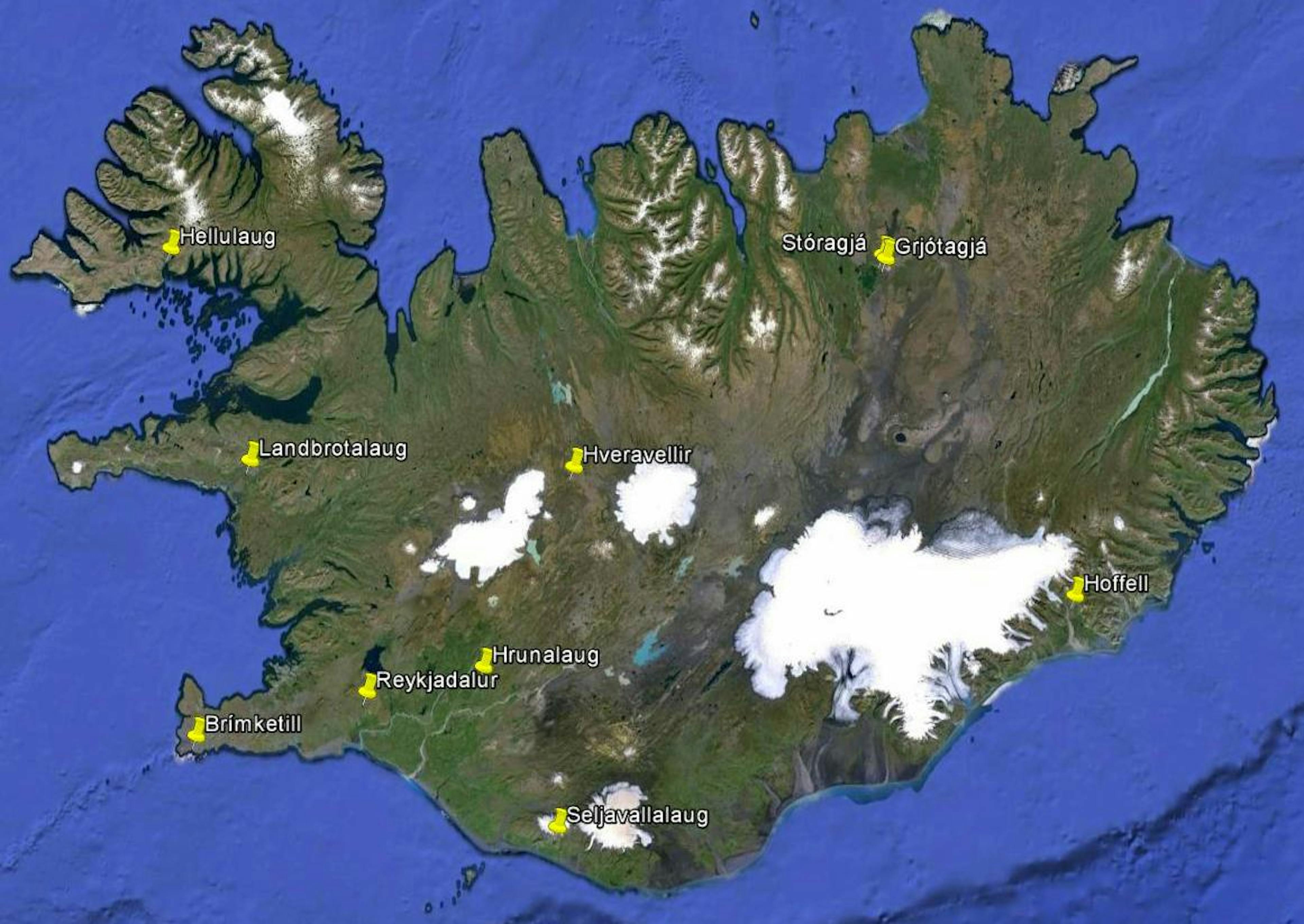 Directions to hot springs in Iceland
