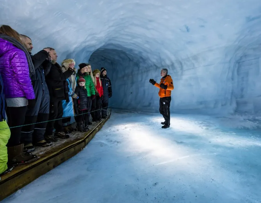 Manmade cave in Iceland, going deep into a glacier