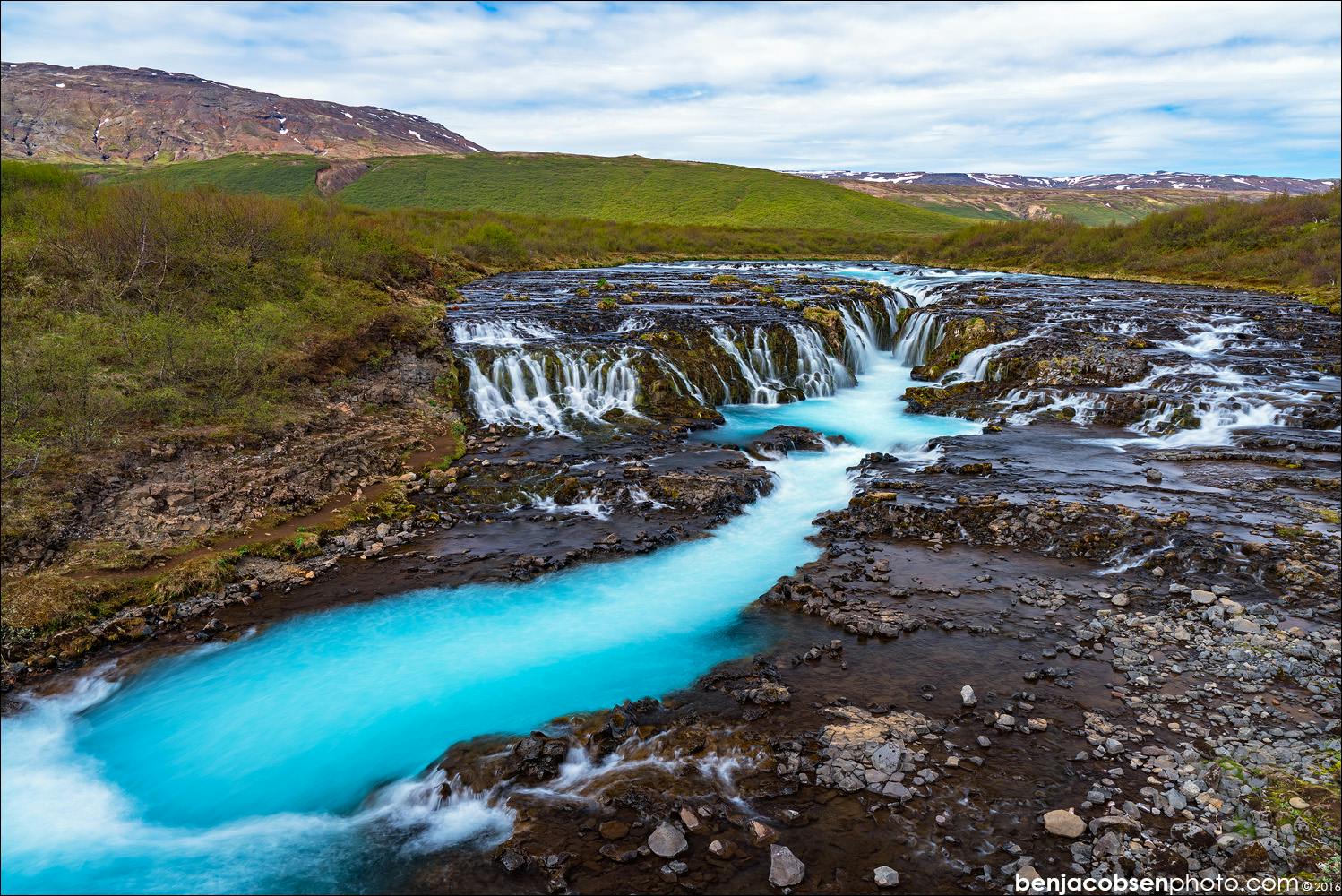 Brúarfoss waterfall close to the Golden circle.