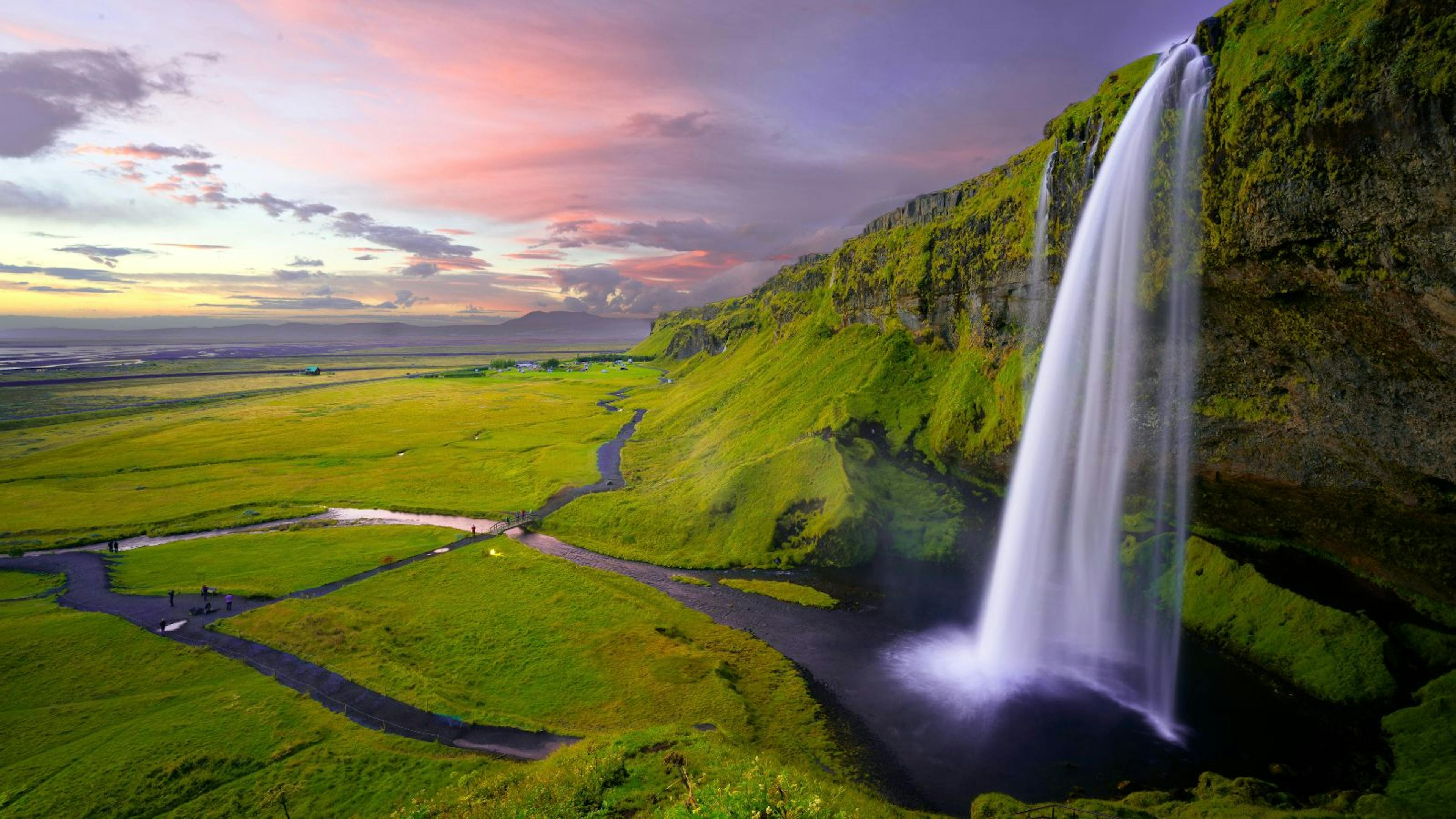 Seljalandsfoss Waterfall in South Iceland.