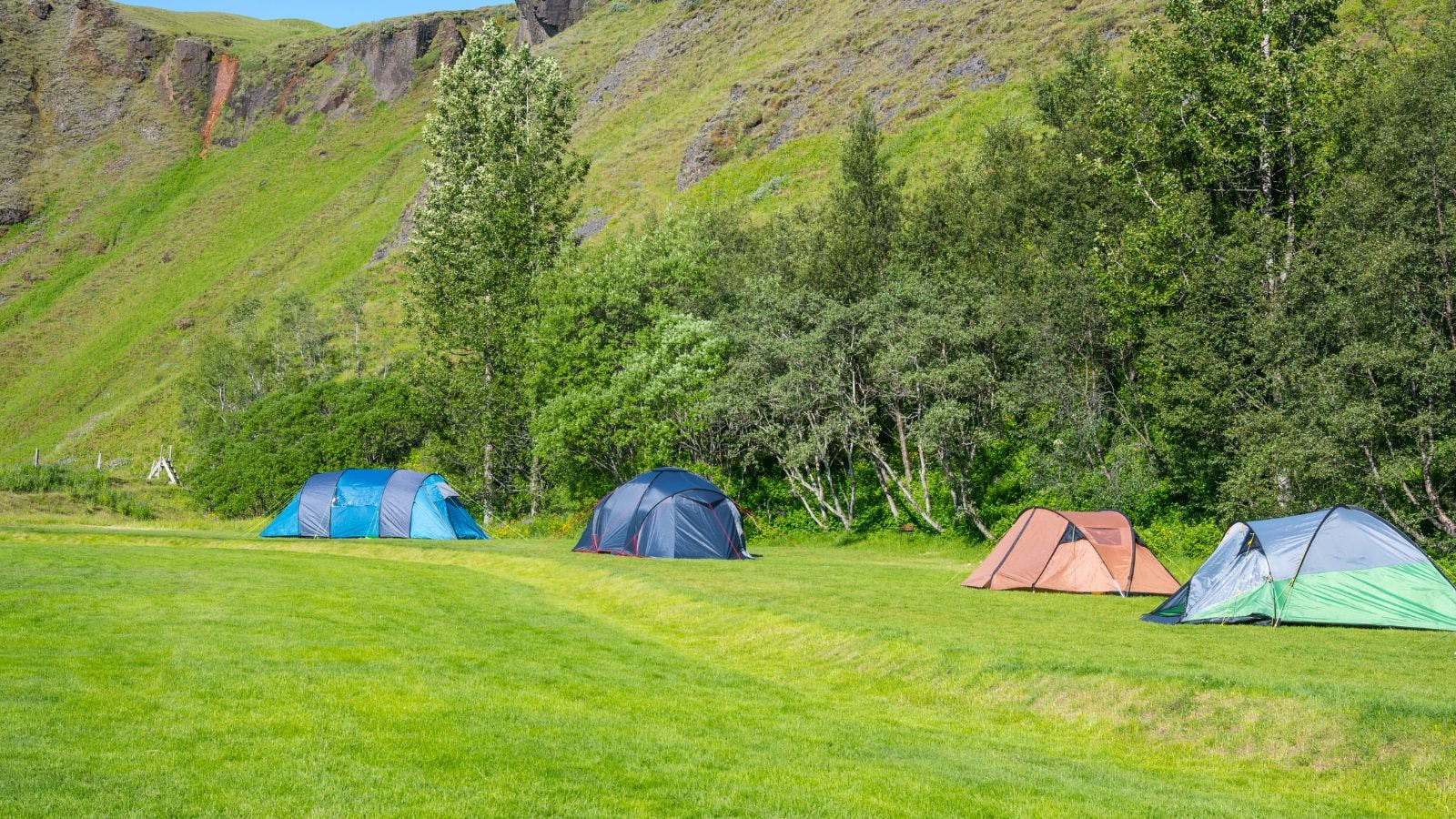 Tents at the Kleifar campsite in South Iceland.