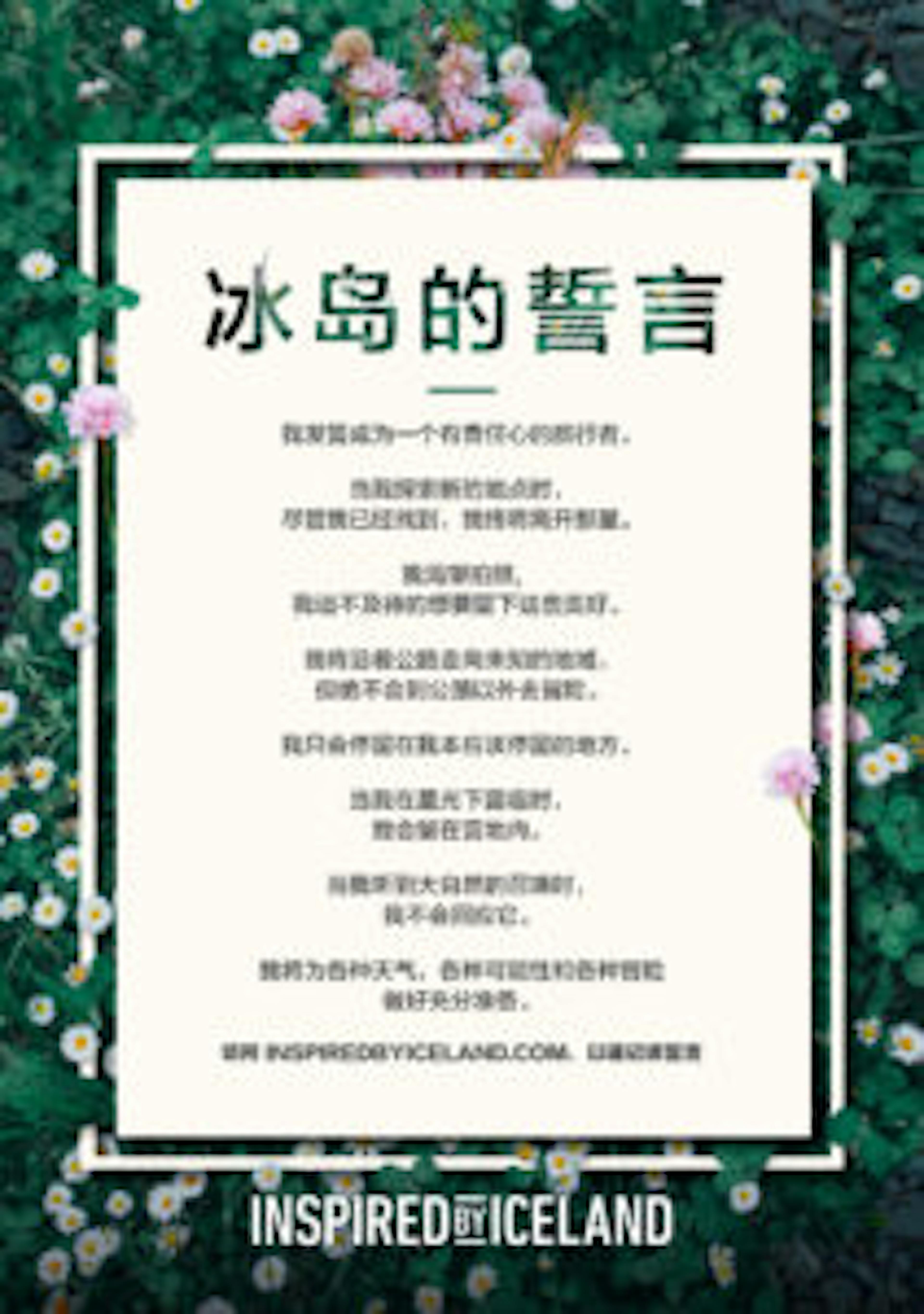 The Icelandic Pledge in Chinese - 冰岛承诺
