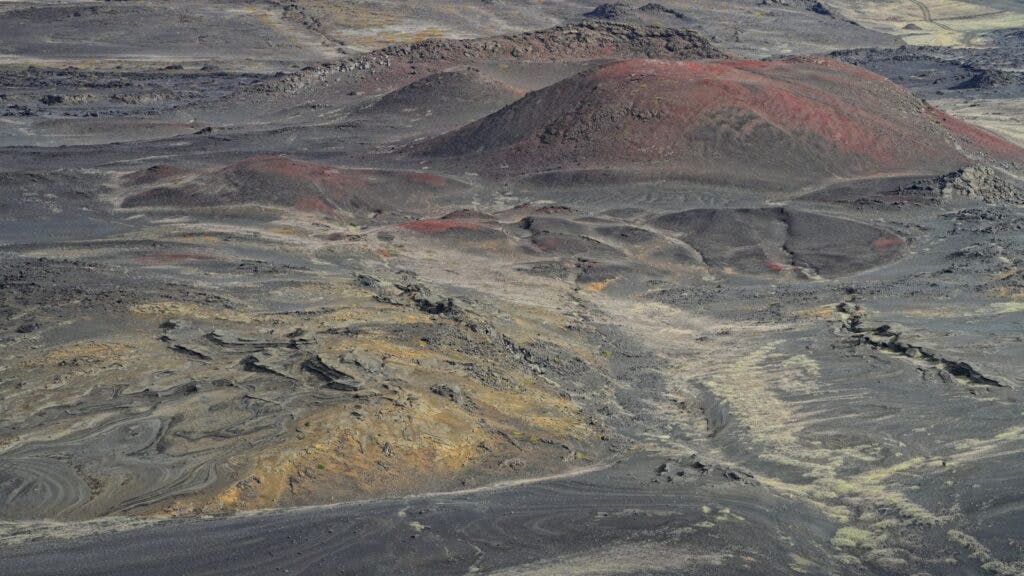 Landscape of the Hverfell volcano in Iceland.