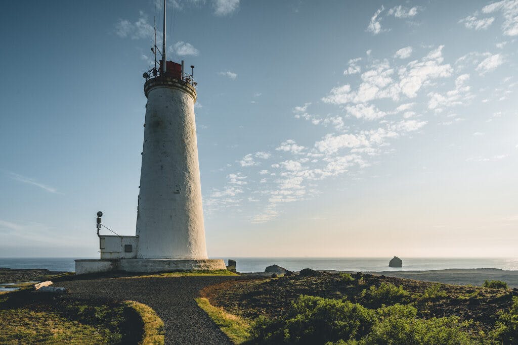 The Reykjanes lighthouse on the Blue Diamond road trip in Iceland.