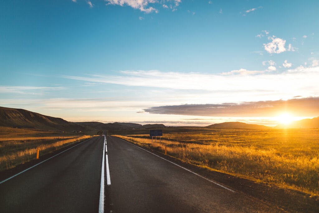 Sunset along the Ring Road in Iceland.