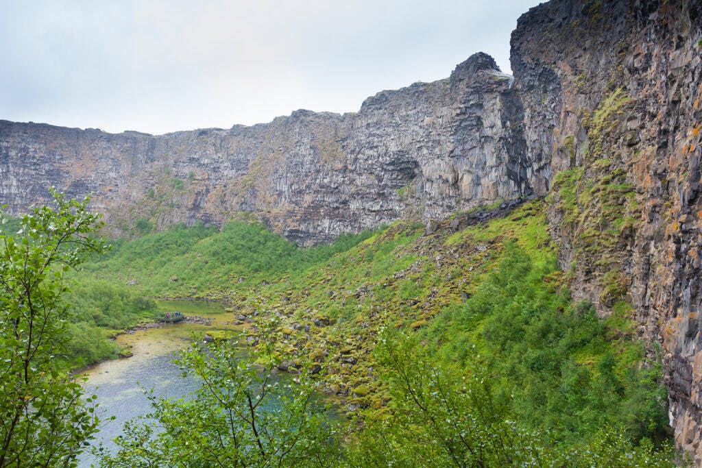 Ásbyrgi Canyon on the Diamond Circle road trip route in Iceland.
