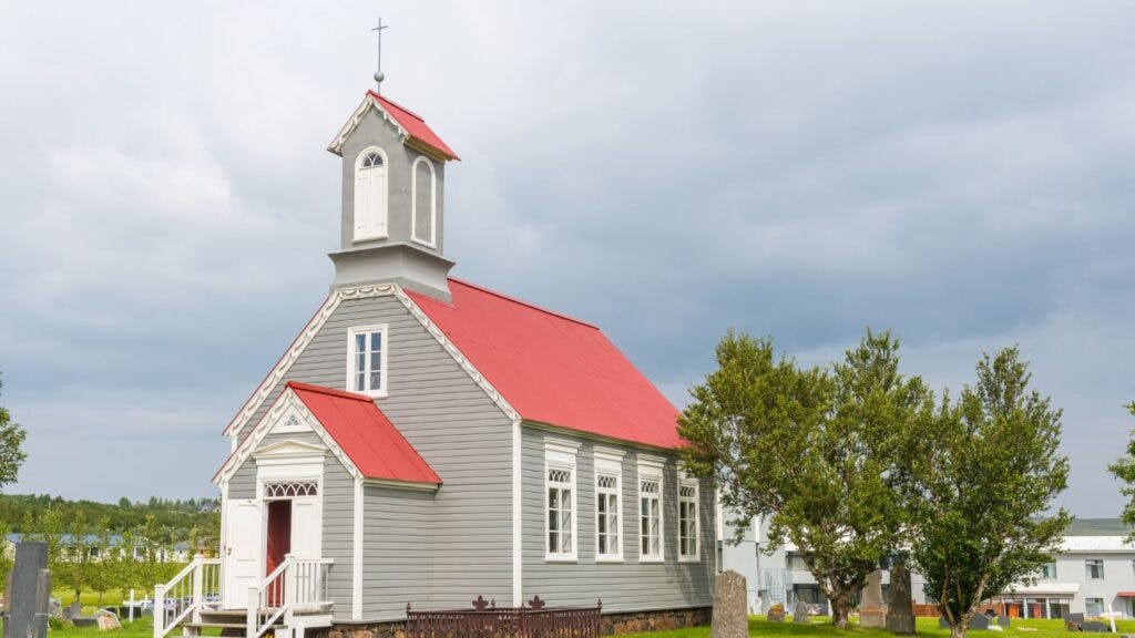 The old church of Reykholt in Borgarfjordur, West Iceland.