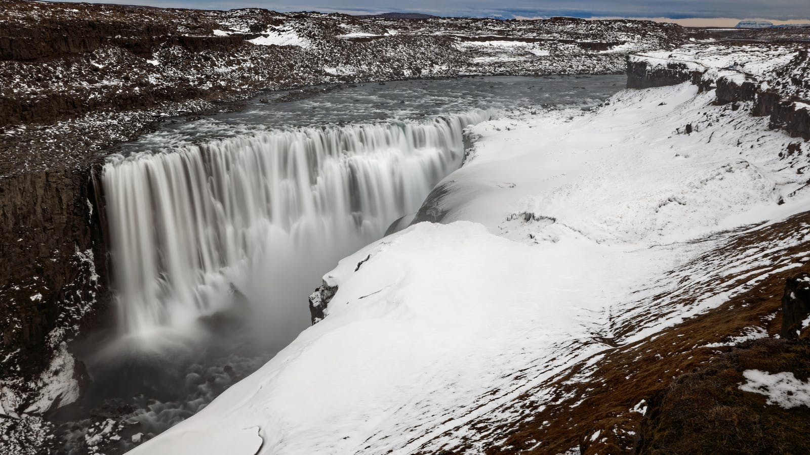 Dettifoss Waterfall in the snow
