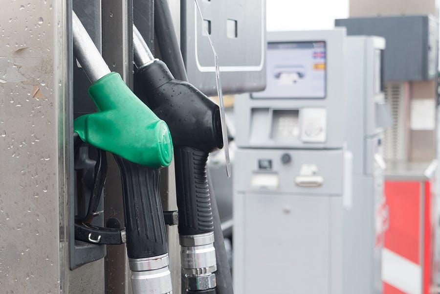 Close-up image of gas pumps at a fuel station in Iceland.