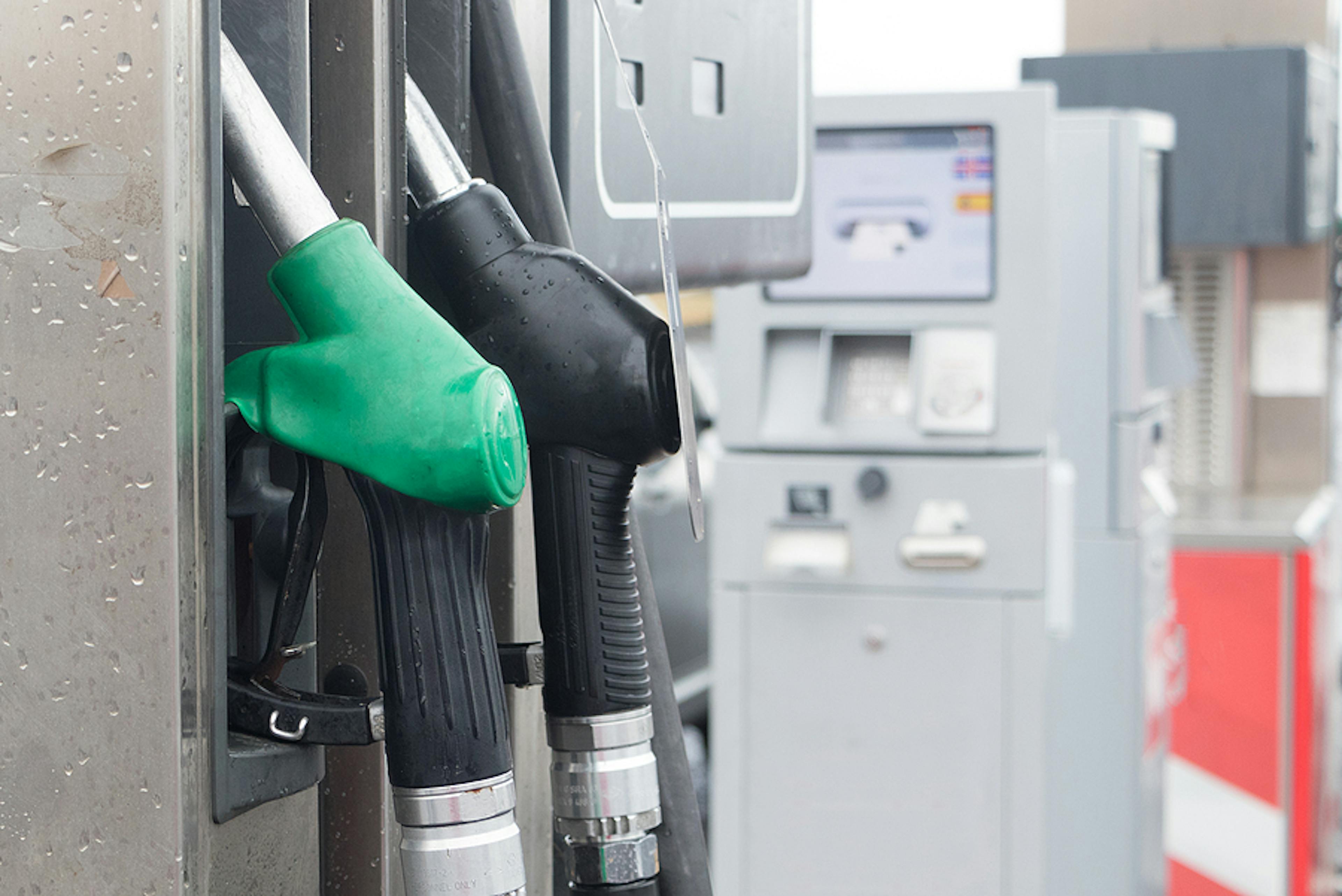 Close-up image of gas pumps at a fuel station in Iceland.
