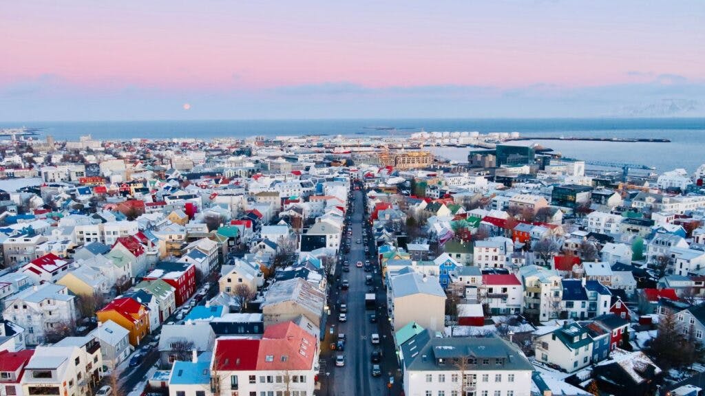 Early morning view of Reykjavík, Iceland