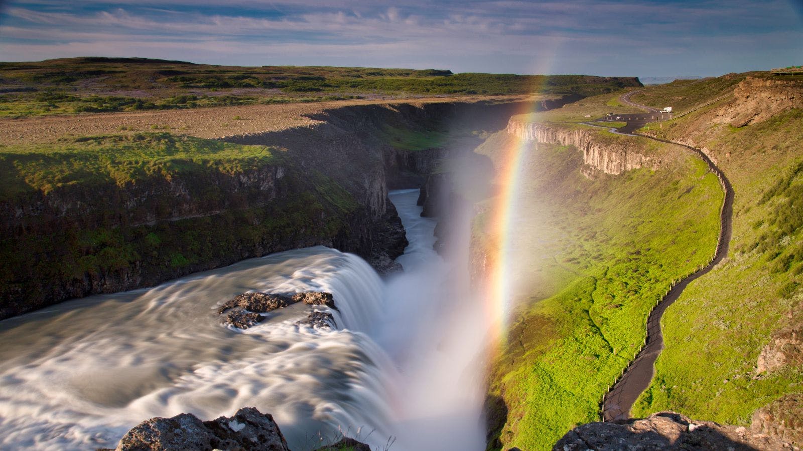 Rainbow in Gullfoss waterfall, Iceland