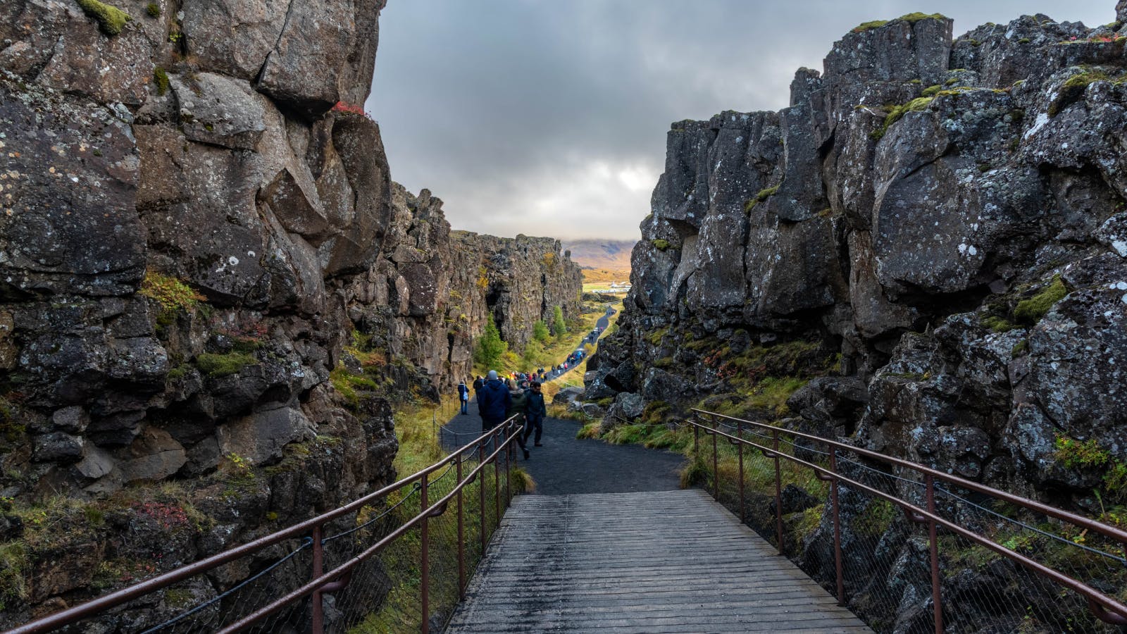 A path through rocky outcrops in Thingvellir National Park
