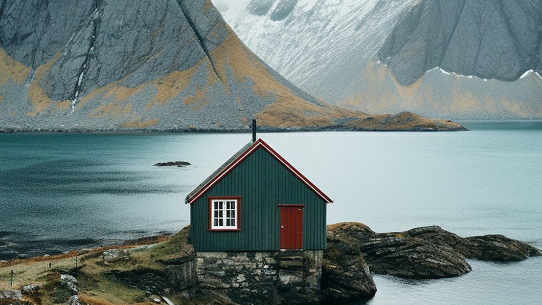 A church by sea in an icelandic fjord