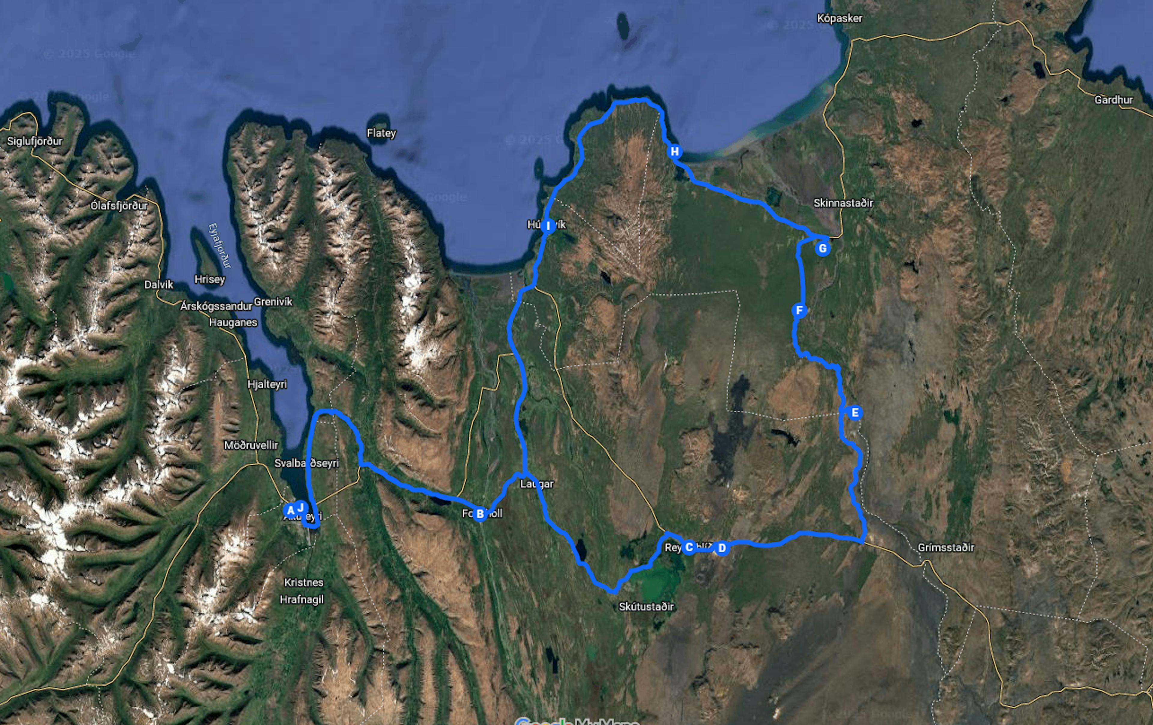Google Maps image of the Diamond Circle route.