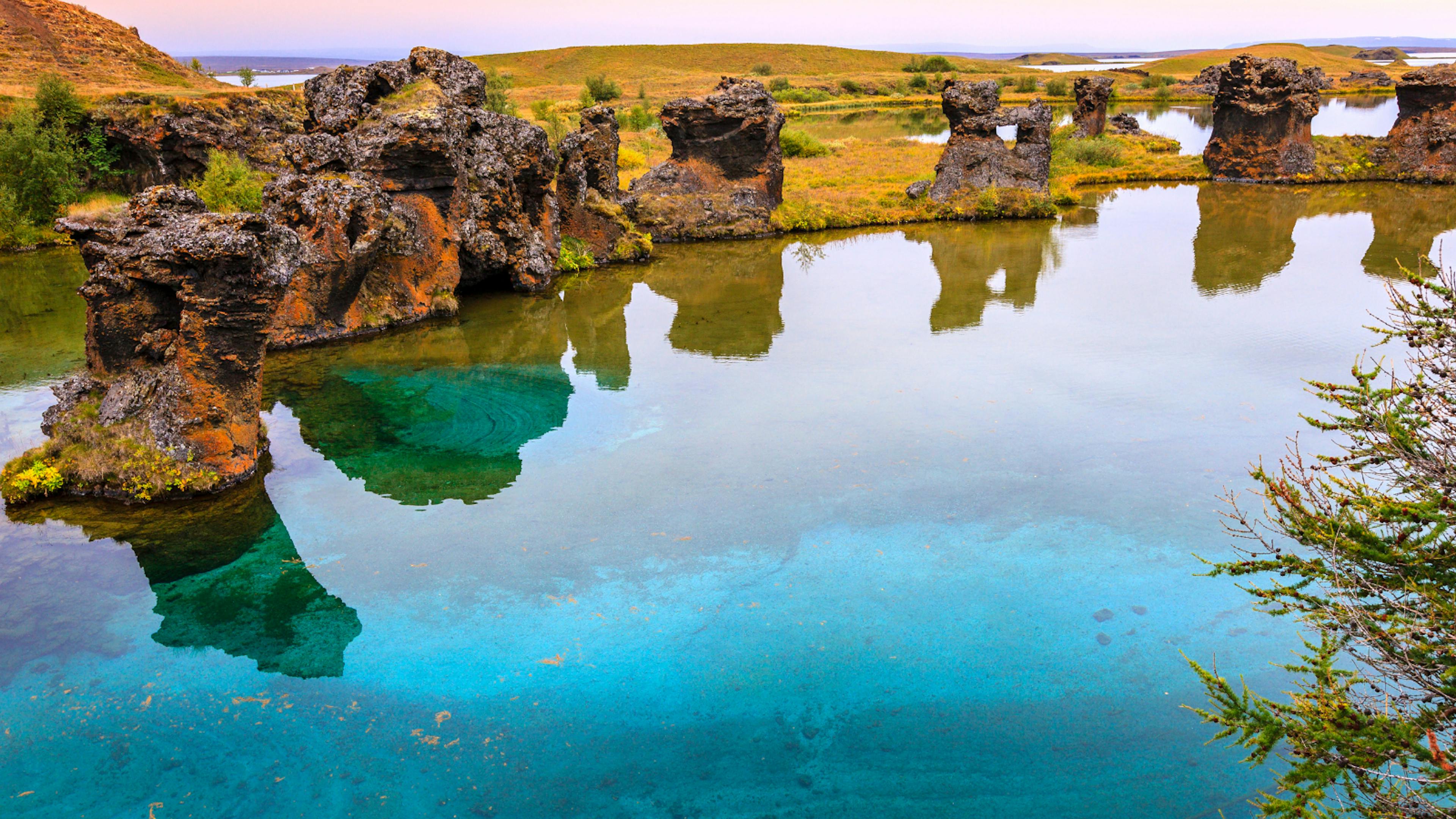 Volcanic rock formations at Lake Mývatn, Iceland