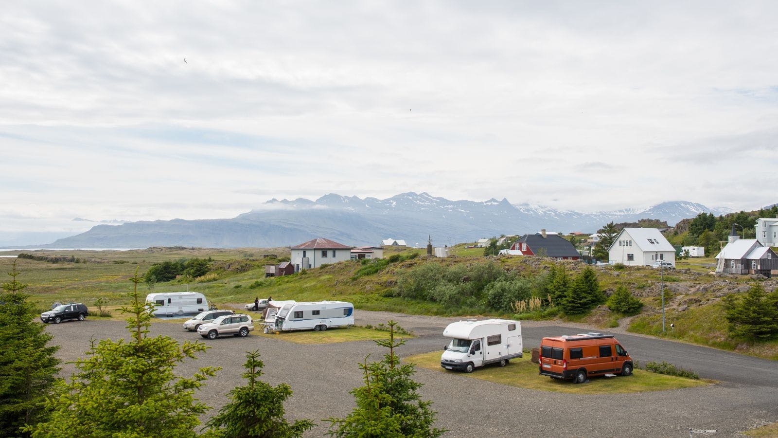 Motorhome and TV campsite in Iceland.