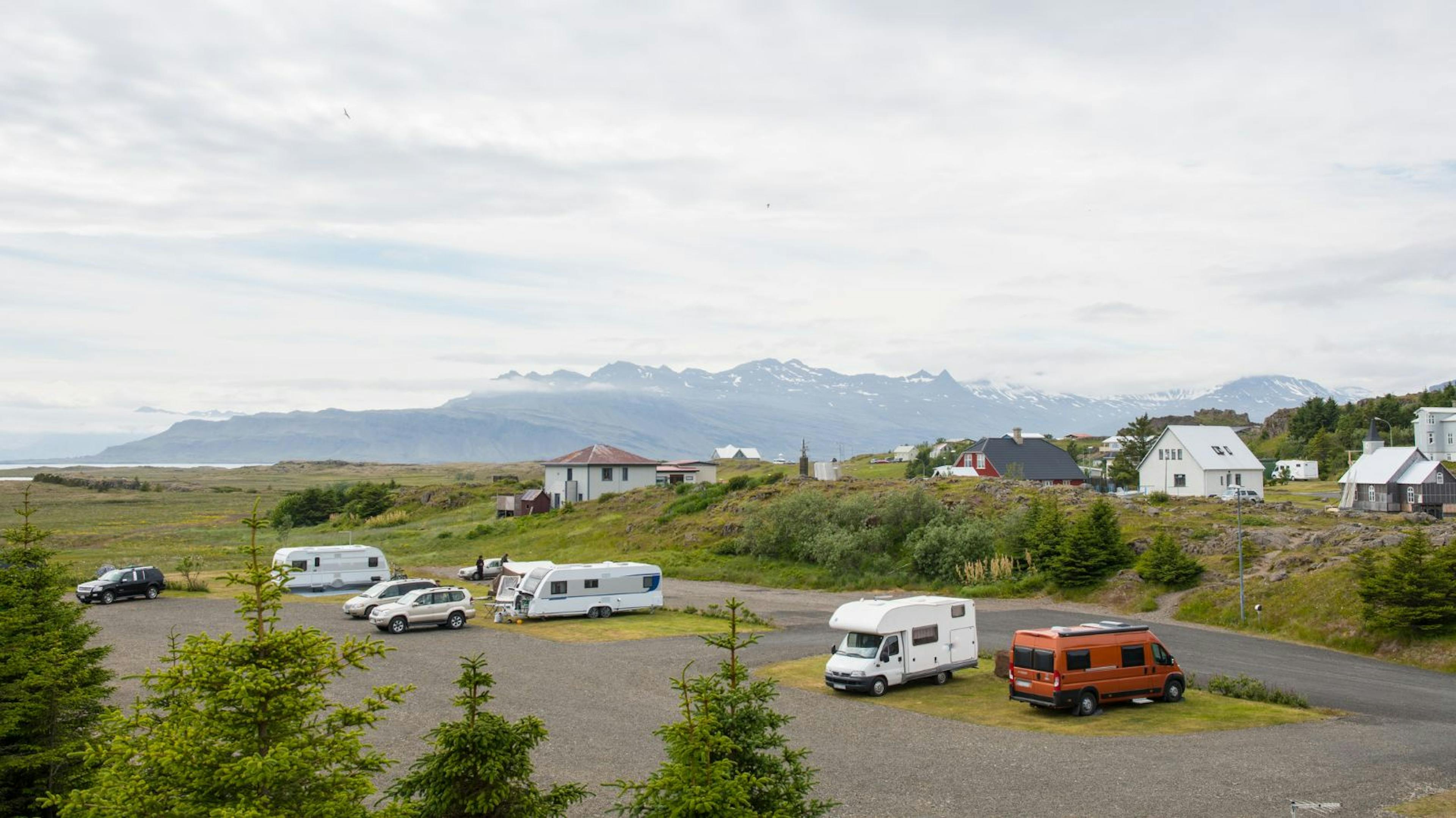 Motorhome and TV campsite in Iceland.