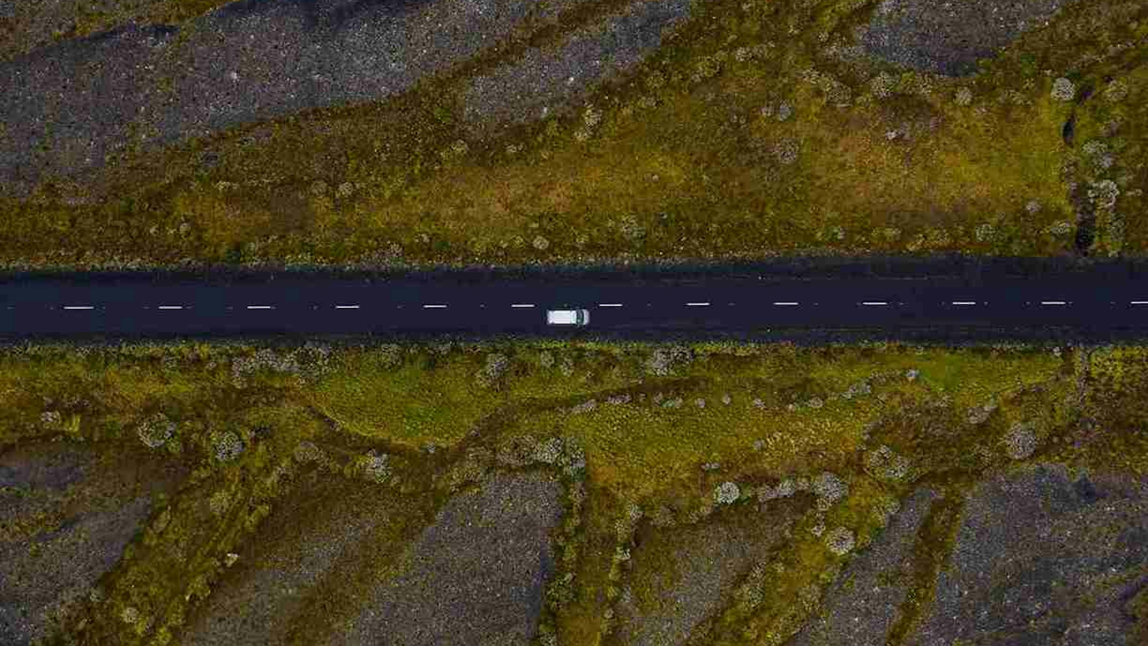 Route 1, car driving, drone photage