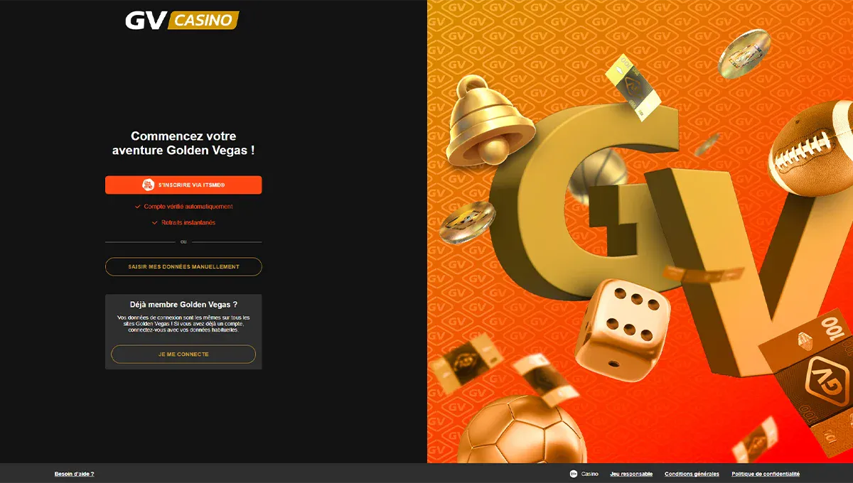 S'inscrire gratuitement sur Golden Vegas Casino