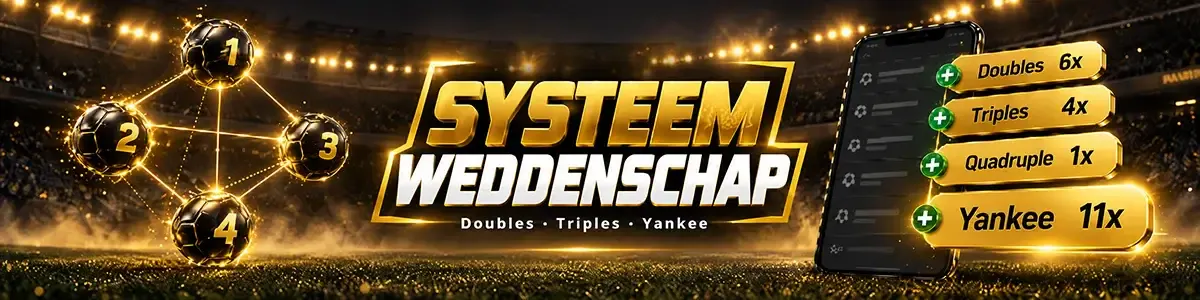 Systeemweddenschap: ballen verbonden in alle combinaties en een ticket met doubles, triples en Yankee
