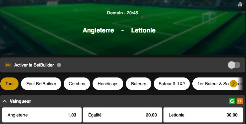 Eliminatoires Coupe du monde | Angleterre - Lettonie | Golden Vegas Sport