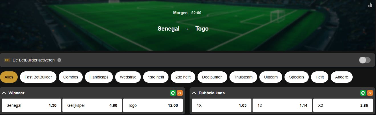 WK-kwalificatie | Senegal – Togo | Golden Vegas Sport