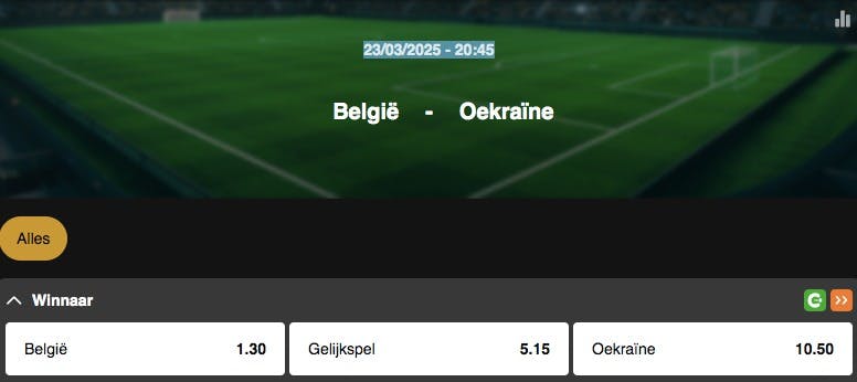 Nations League | België - Oekraïne | Weddenschappen