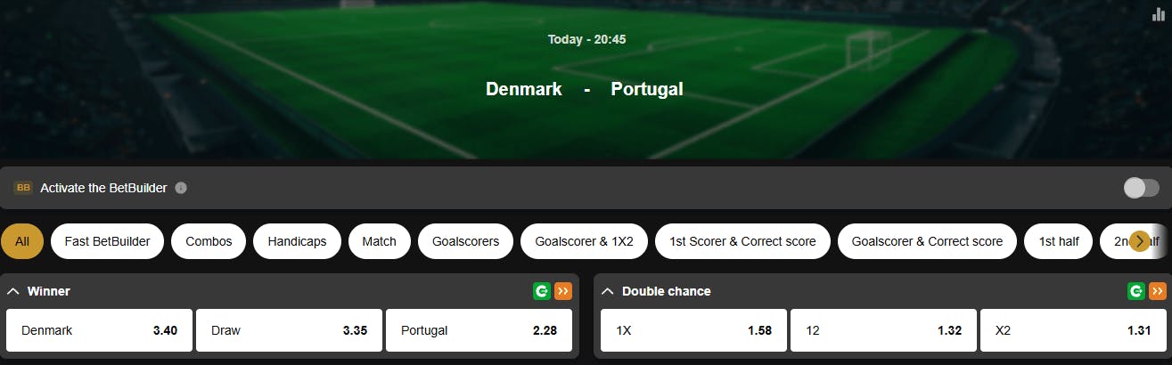 Nations League | Denmark - Portugal | Football | Sports betting | Golden Vegas Sport