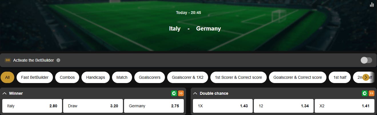 Nations League | Italy - Germany | Football | Sports betting | Golden Vegas Sport