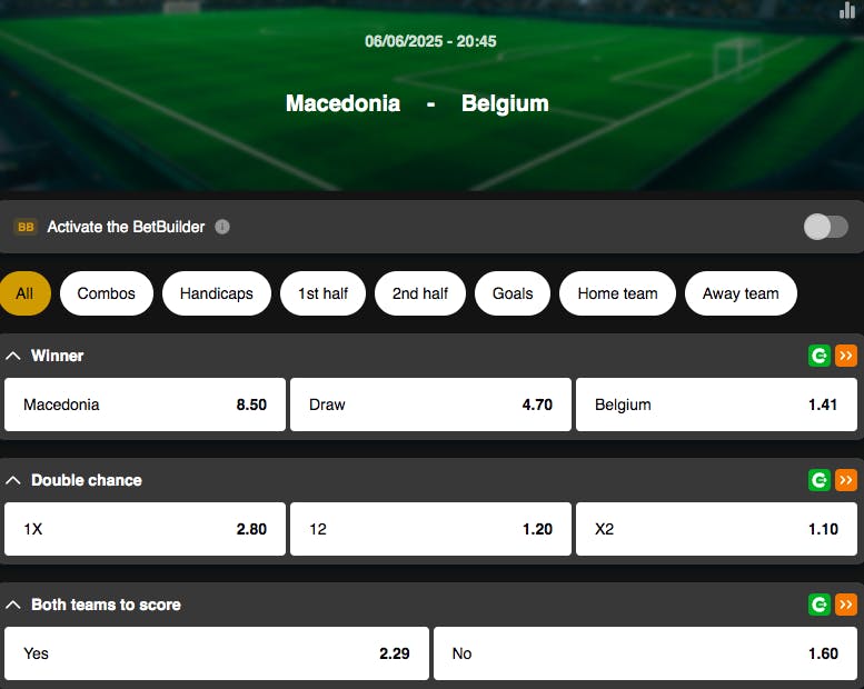 Eliminatoires Coupe du Monde 2026 | Macédoine du Nord - Belgique | Golden Vegas Sport