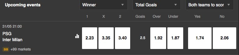 Champions League | PSG - Inter Milan | Golden Vegas Sport