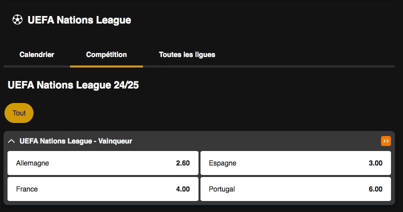 Nations League | Vainqueur | Golden Vegas Sport
