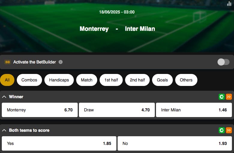 Coupe du Monde des Clubs | Monterrey - Inter Milan | Golden Vegas Sport