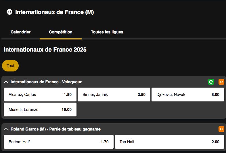 Roland-Garros | Vainqueur hommes | Golden Vegas Sport